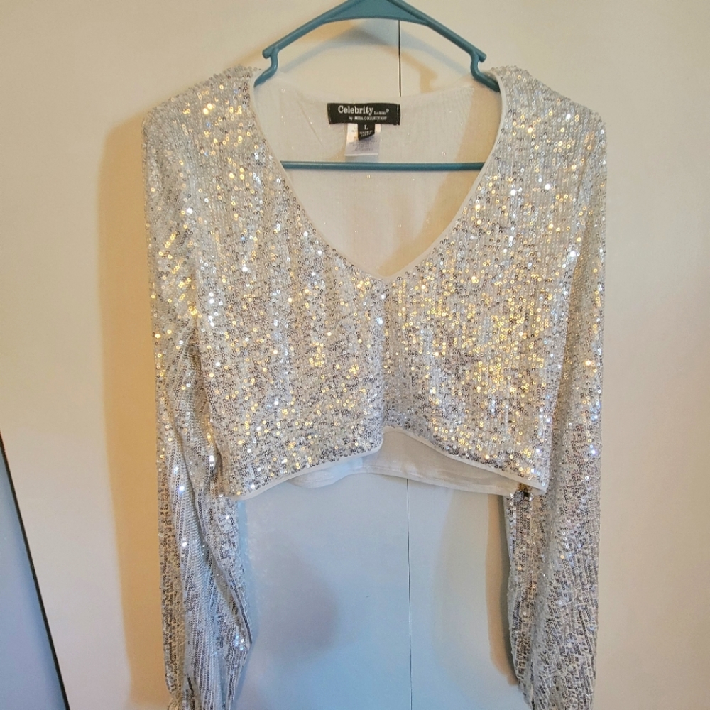 Celebrity fashion by Hera cropped top in silver sequin